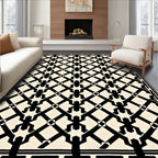Black and White Geometric Man Motif Rug