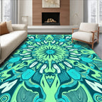 Mint Green Teal Medallion Mandala Rug