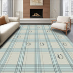 Soft Blue Cream Baseball Plaid Rug