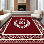 Deep Red Royal Laurel Wreath Rug