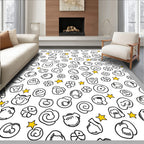 Cute Cartoon Faces Yellow Star Rug