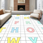 Alphabet Grid Colorful Letters Rug