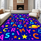 Colorful Space Stars Alphabet Rug