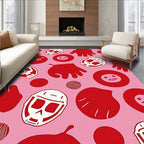 Whimsical Red Skull And Hands Rug