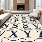 Nautical Alphabet Navy Ivory Waves Rug