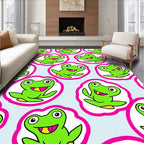 Whimsical Green Frog Pop Art Repeat Rug