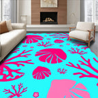 Vivid Pink Coral Ocean Foliage Rug