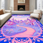 Whimsical Pink Castle Town Pathway Rug