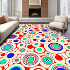 Red Circles With Blue Green Accents Rug