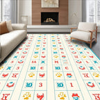 Aqua Red Yellow Geometric Grid Rug