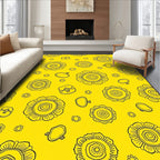 Hand Drawn Yellow Floral Medallion Arrangement Rug