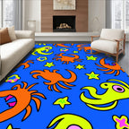 Whimsical Ocean Creatures Yellow Orange Rug