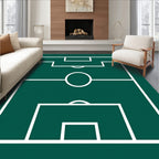 Green Field White Game Lines Rug