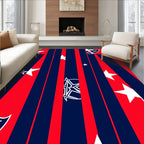 Bold Red Blue Star Emblem Stripes Rug
