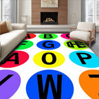 Alphabet Circles Vibrant Primary Colors Rug