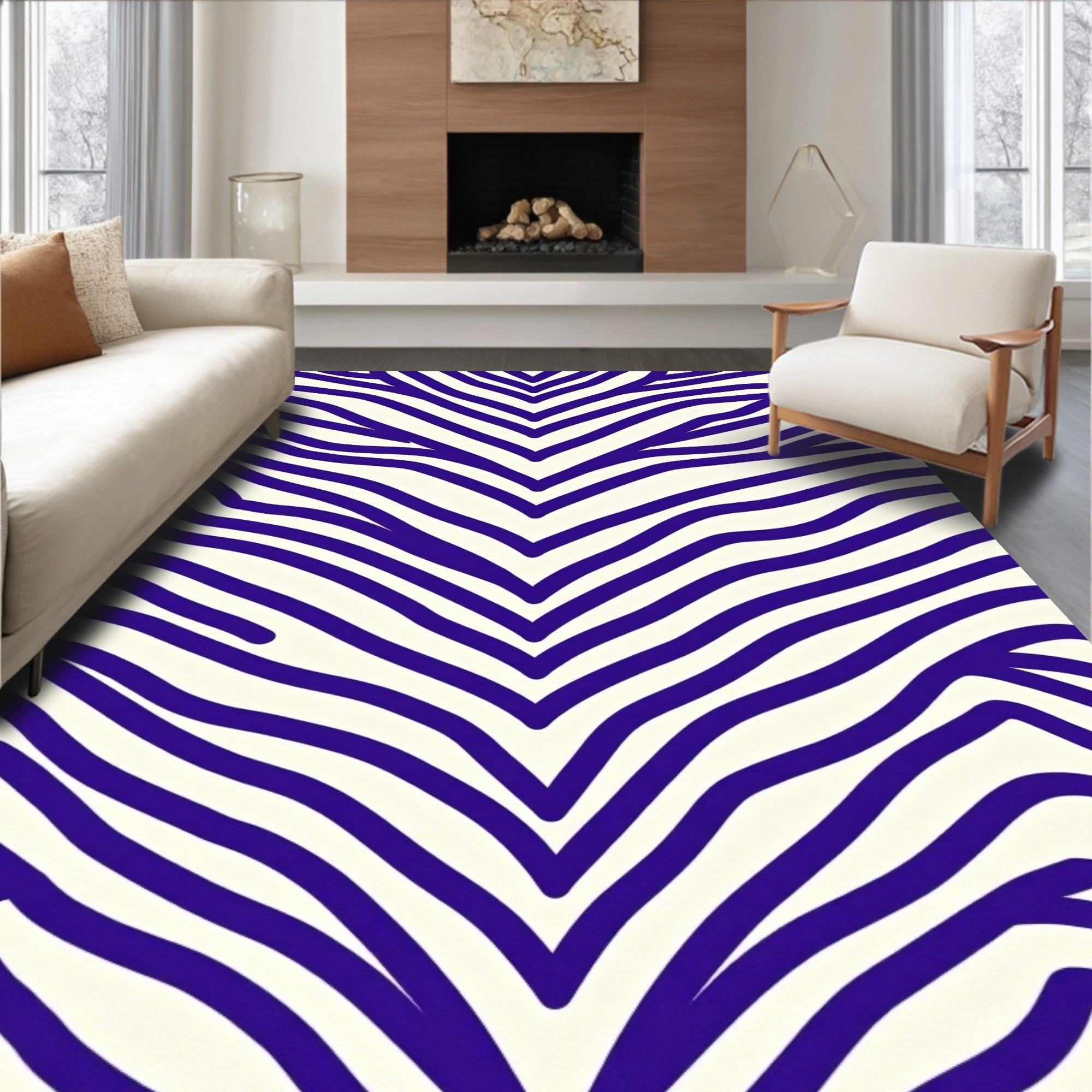 Bold Purple Zebra Stripes Rug