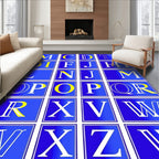 Bold Blue Alphabet Grid Rug