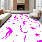 Whimsical Pink Unicorn Starburst Swirl Rug