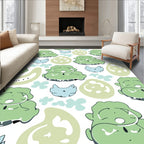 Whimsical Green Cloud Critter Collage Rug