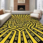 Radiant Yellow Geometric Sunburst Rug