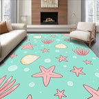 Pink Starfish Shell Bubble Aqua Rug