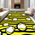 Abstract Yellow Black Stripe Circles Rug
