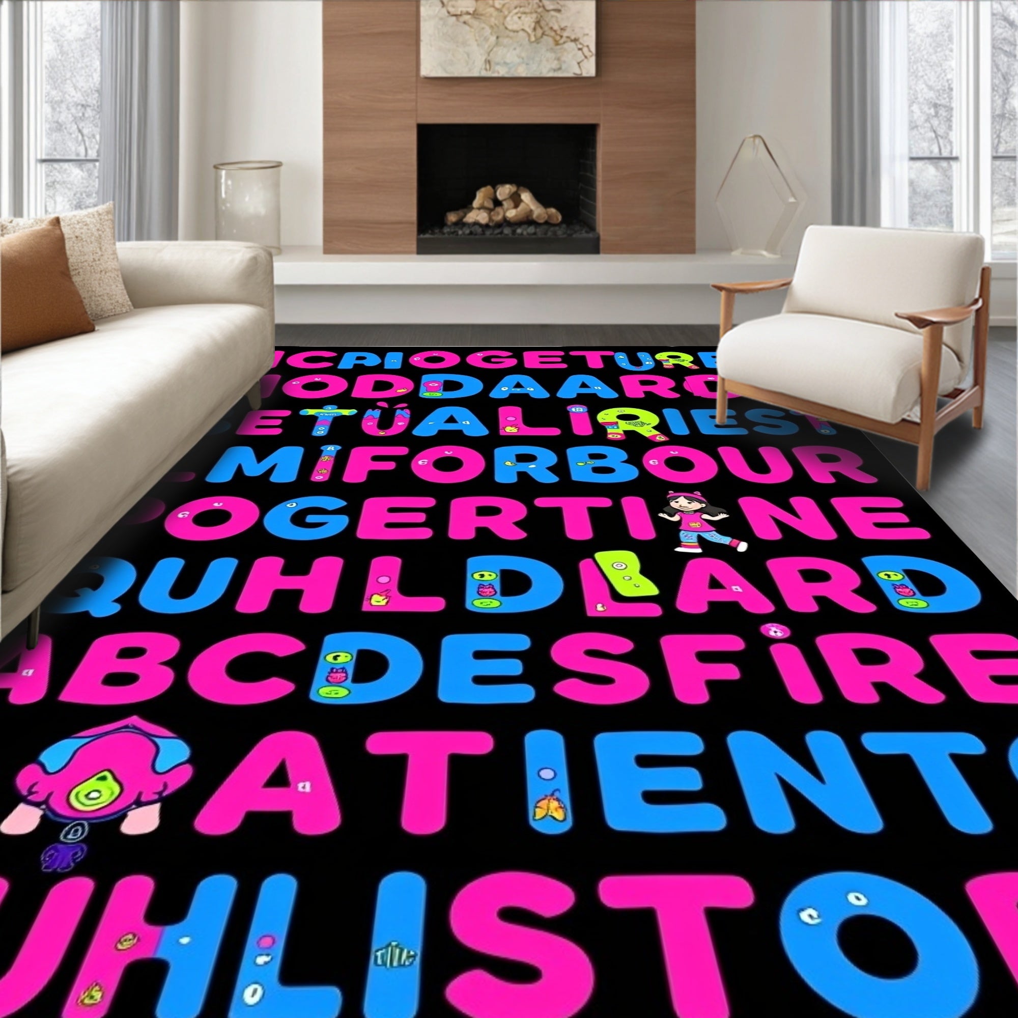 Funky Alphabet Collage Rug