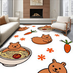 Cute Brown Bear Noodle Bowl Carrot Rug