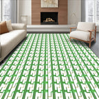 Vertical Green Geometric Steps Rug