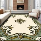 Elaborate Gold Green Floral Frame Rug