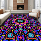 Vibrant Psychedelic Starburst Mandala Rug