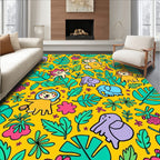 Jungle Animals And Monstera Leaves Rug
