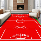 Red White Sport Field Rug