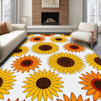 Yellow Orange Sunflower Floral Collage Rug