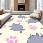 Gray Cat Paws Cream Background Rug