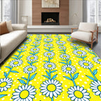 Yellow Daisy Floral Polka Dot Rug