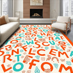 Retro Alphabet Garden Whimsical Rug
