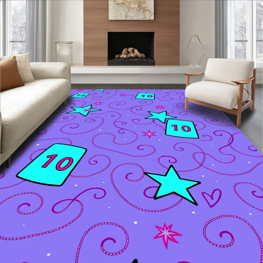 Purple Star Card Swirl Rug