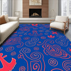 Coral Red Nautical Collage Rug