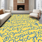 Blue Calligraphy With Duck Embellishments Rug