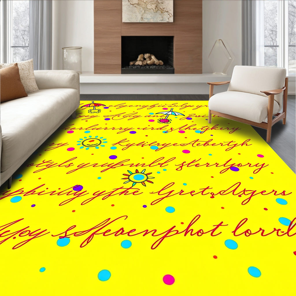 Cute Yellow Polka Dot Sun Umbrellas Rug