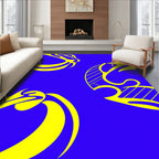 Vivid Blue Yellow Abstract Swirls Rug