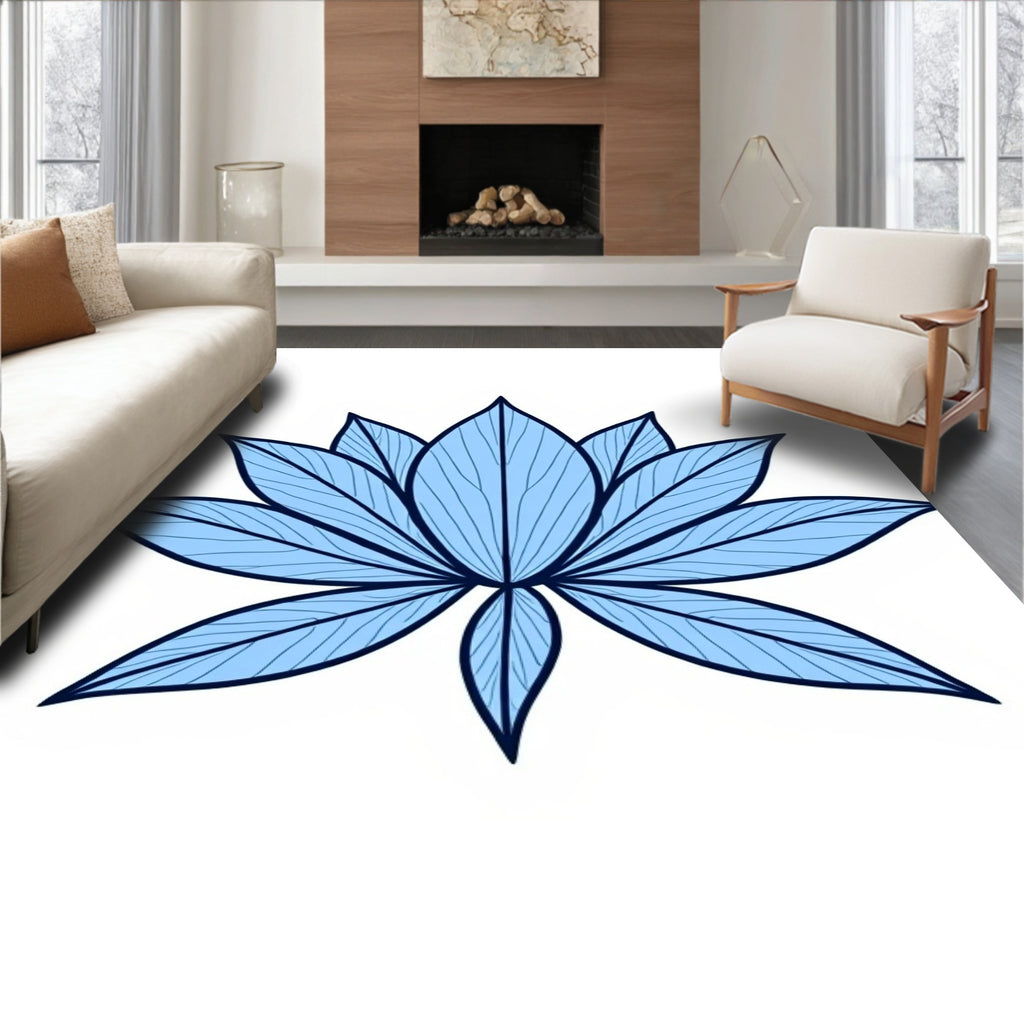 Light Blue Lotus Flower Radiance Rug