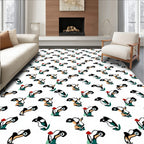 Abstract Whimsical Penguin Family Rendition Rug