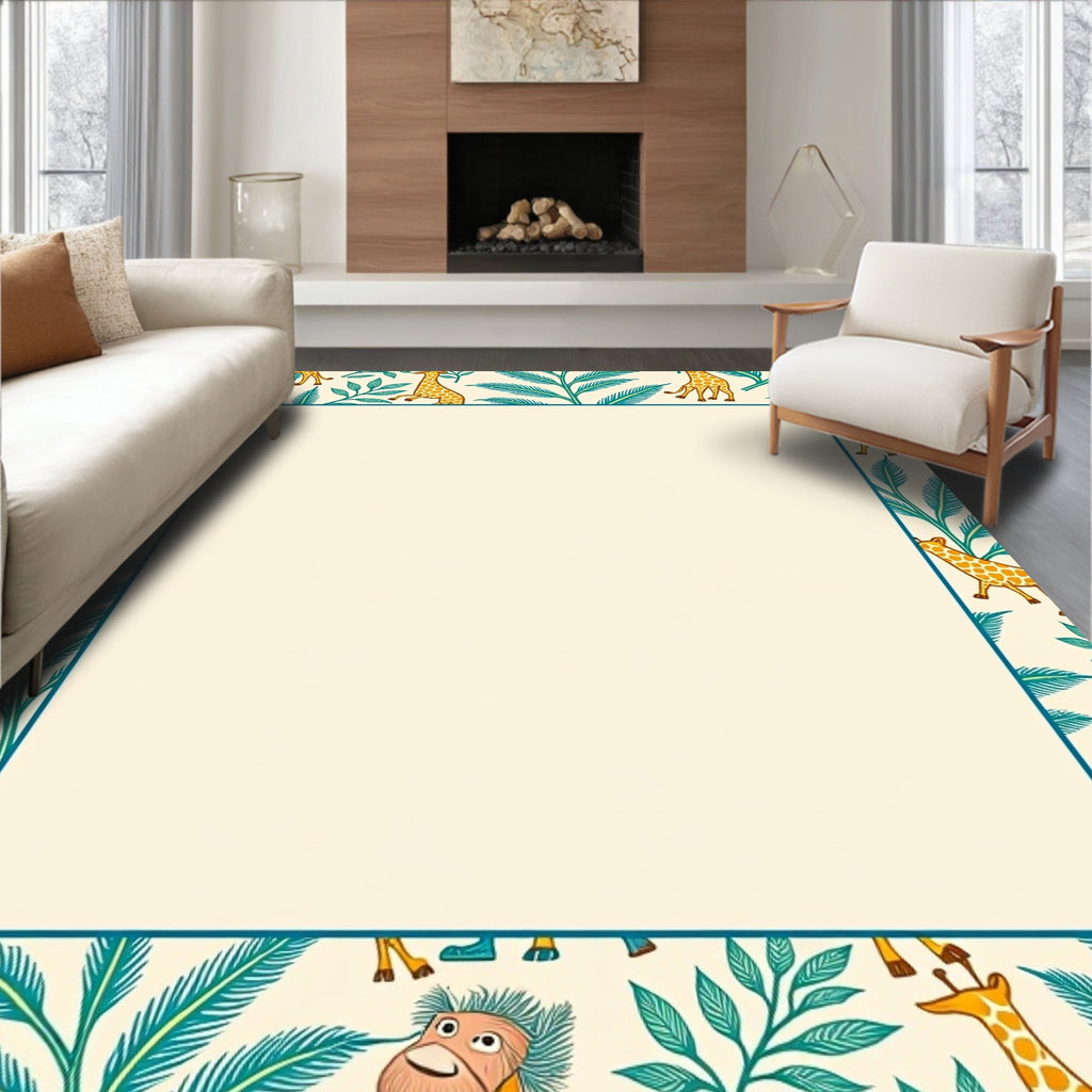 Whimsical Giraffe Foliage Pattern Rug