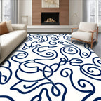 Navy Swirl Organic Calligraphy Rug