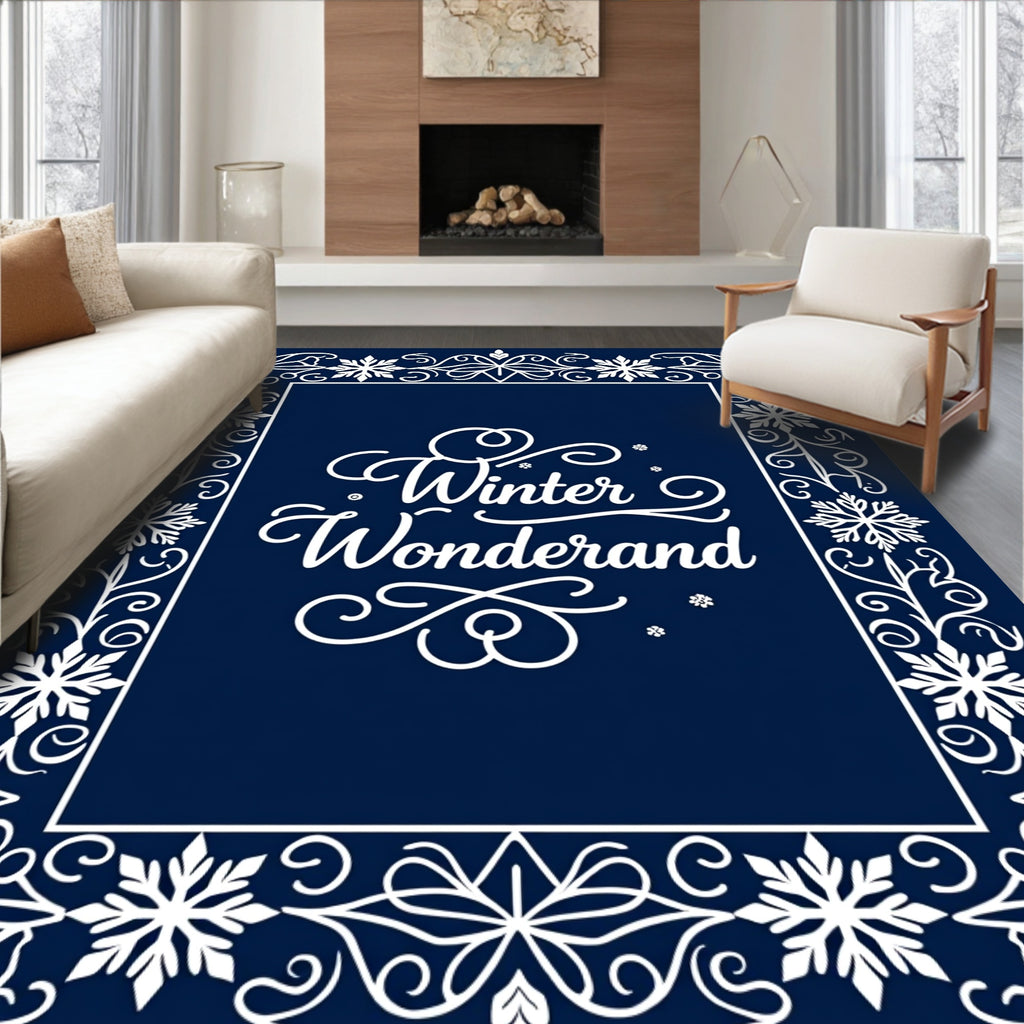 Winter Wonderland Snowflake Frame Rug