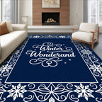 Winter Wonderland Snowflake Frame Rug