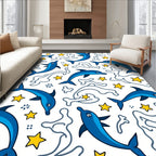 Blue Dolphins And Yellow Stars Rug