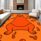 Whimsical Orange Bear Amusements Rug